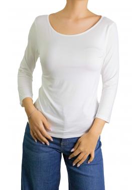 Maglia scollo a barca tinta unita 